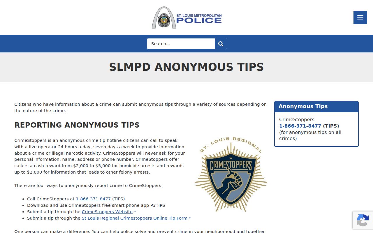 St. Louis CrimeStoppers anonymous tip channels